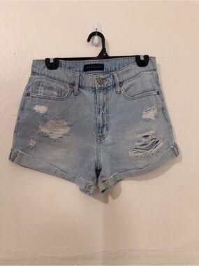 Aeropostale Light Blue Distressed Mom Denim Shorts